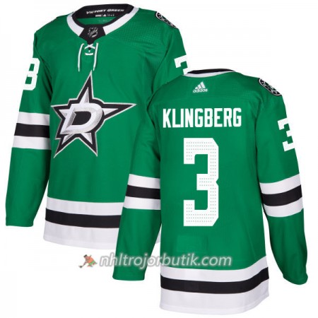 Män Ishockey Dallas Stars Jacket Tröja John Klingberg 3 Adidas 2017-2018 Kelly Grön Authentic